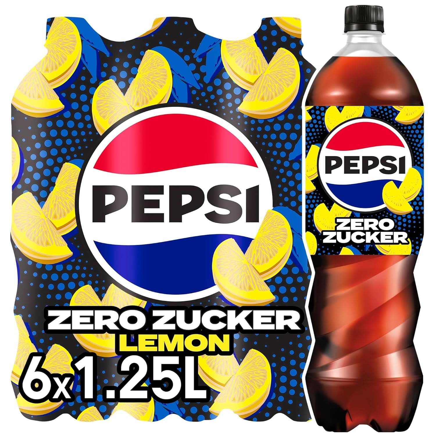 Pepsi Zero Sugar Lemon, Băutura răcoritoare fără zahăr de la Pepsi cu aromă de lămâie, set 6 x 1,25 litri Naty Shop Versiunea Noua