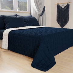 PETTI Artigiani Italiani - Edredón cama individual, edredón doble cara, edredón primaveral, azul medianoche, blanco, 100% Made in Italy Edredones y edredones Naty Shop