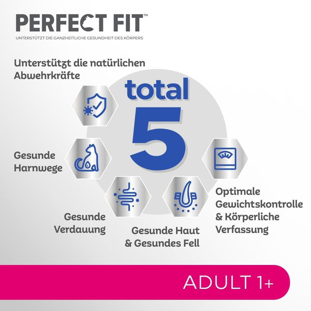 Selecție de hrană umedă Perfect Fit Adult 1+ cu somon, pește de adâncime, vită și pui, 48 de pliculețe, 12x85g (pachet de 4) – Hrană umedă premium pentru pisici adulte de la vârsta de 1 an