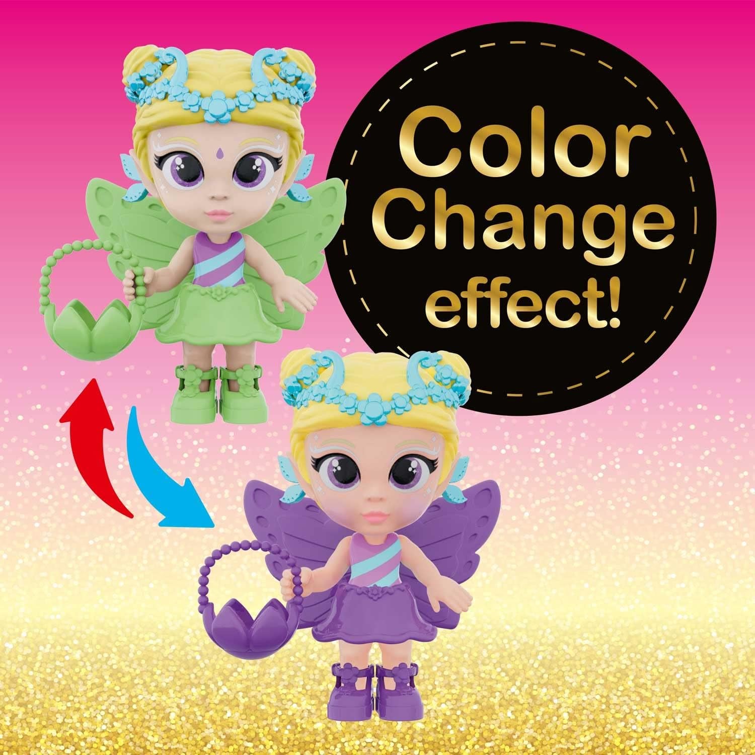 Zâna Nebuniei în Buzunarul Meu | Păpușă Zână cu Aripi, Jucărie Zână Colecționabilă cu Efecte Speciale precum Sclipici, Strălucire în Întuneric și Schimbare de Culoare