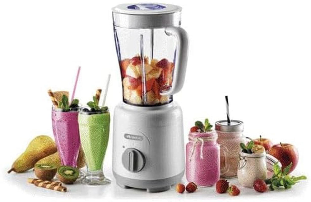 Ariete Breakfast 586 Blender, Elektrischer Mixer Mit 4 Edelstahlklingen, 2 Geschwindigkeiten + Pulse-Funktion, Anti-Rutsch-Füße, Aufsatzdeckel, 1,5 L Fassungsvermögen, 500W, Weiß Mama si Copilul Naty Shop
