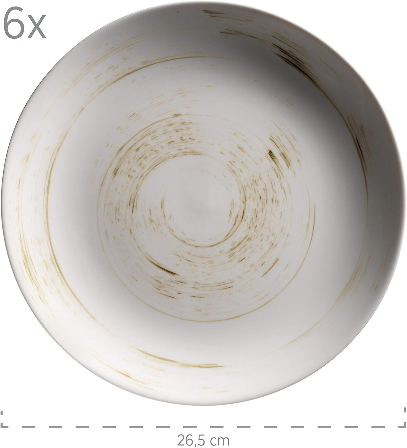 MÄSER 931605 Serie Derby Premium Tafelservice Für 6 Personen in Gastronomie-Qualität, 12-Teiliges Modernes Teller Set Mit Handpinseleffekt, Weiß, Durable Porzellan Seturi vesela masa Naty Shop