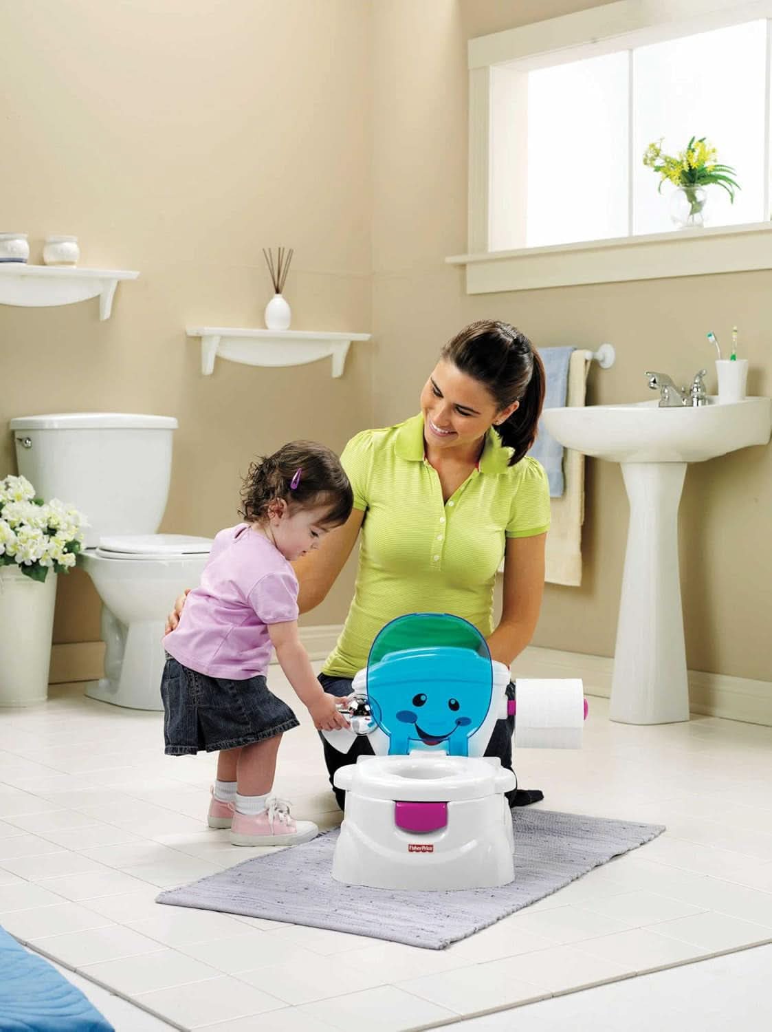 Fisher-Price Meine Erste Toilette, Baby Töpfchen, Mit Musik & Lustigen Sätzen, Tragbare Baby Toilette, Abnehmbarer Toilettenaufsatz, Deutsche Version, Ab 1 Jahr, P4326 Accesorios Alimentación y lactancia Bebe Naty Shop