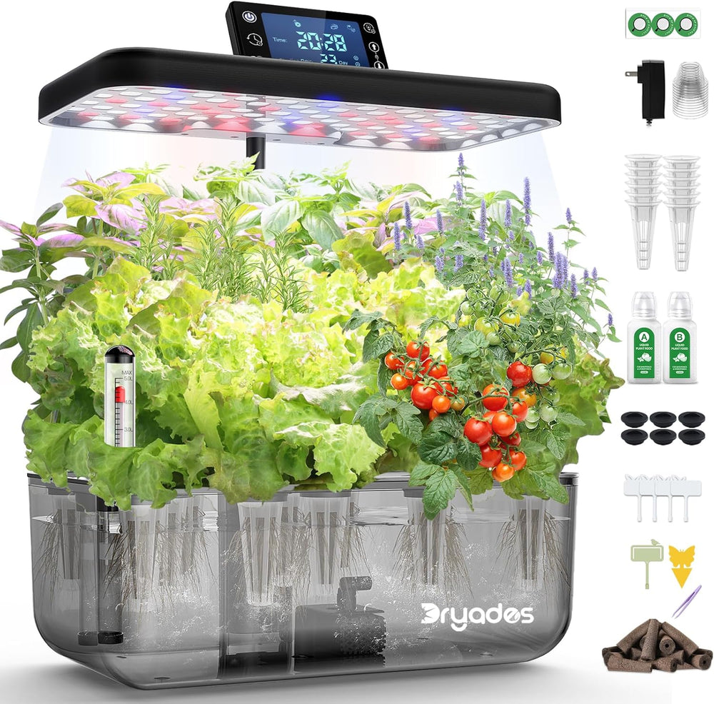 Sistema de cultivo hidropónico: 8 cápsulas, lámpara LED de espectro completo de 24 W con advertencia de nivel bajo de agua | Jardín interior para cocina, salón, escuela | Idea de regalo para jardineros aficionados.