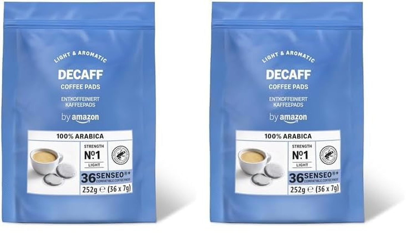 Kaffeepads Decaf 100% Arabica, Geeignet für Senseo Maschinen, 36 Stück (1er-Pack) (Packung mit 2)