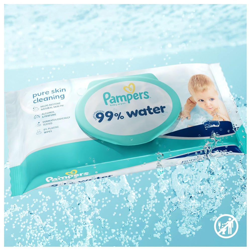 Pampers Toallitas para bebé con 99 % de agua, 12 paquetes de 60 toallitas cada uno = 720 toallitas para bebé, loción ligera con 99 % de agua
