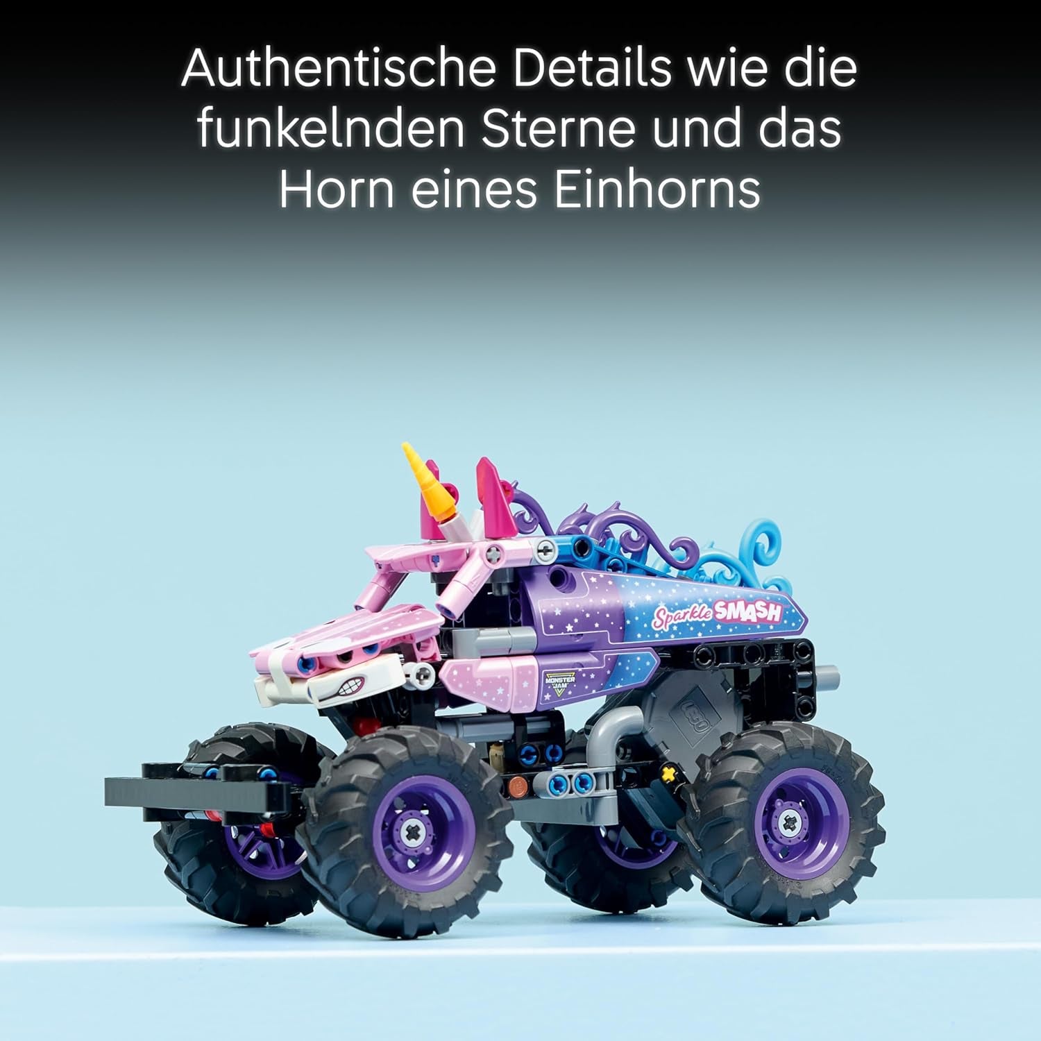 LEGO Technic Monster Jam Sparkle Smash con motor de rueda - Technic Monstertruck & Einhorn Monster Truck Spielzeug - Juegos creativos de 7 años para niños, niñas y niños - 42220