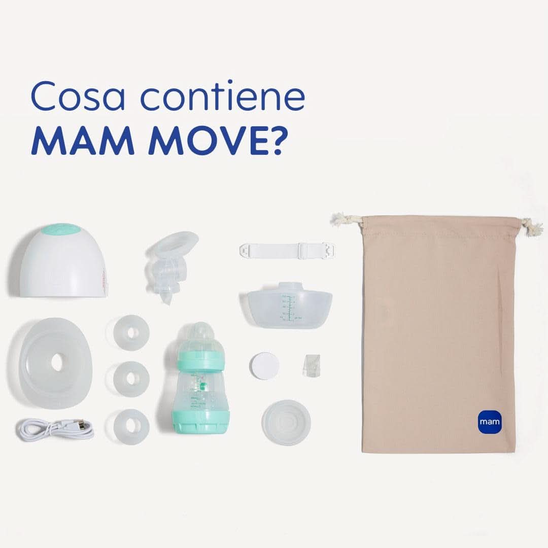 MAM Move Sacaleches portátil con 3 modos de funcionamiento y 5 niveles de intensidad, carcasa de silicona Skinsoft, regulable en 4 tamaños Accesorios Alimentación y Lactancia Bebe Naty Shop