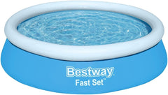 Piscina elevada Bestway Fast Set sin bomba, Ø 183 x 51 cm, azul, redonda, 940 litros, material TriTech, automontable, válvula de seguridad, incl. parche de reparación