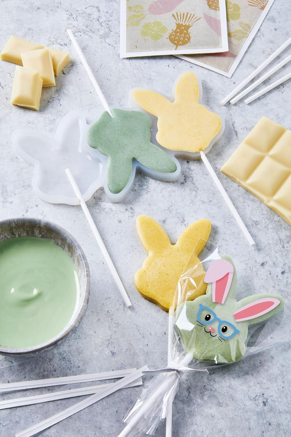 HEITMANN KREATIV - Acadele de ciocolată - Cu coloranți pudră pe bază de plante - Galben și verde - Kit DIY - Paște