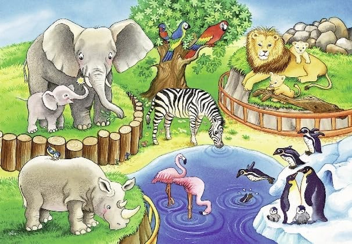 Ravensburger Puzzle para niños - 07602 Animales en el Zoo - Puzzle para niños a partir de 3 años, con 2X12 piezas Puzzle Naty Shop