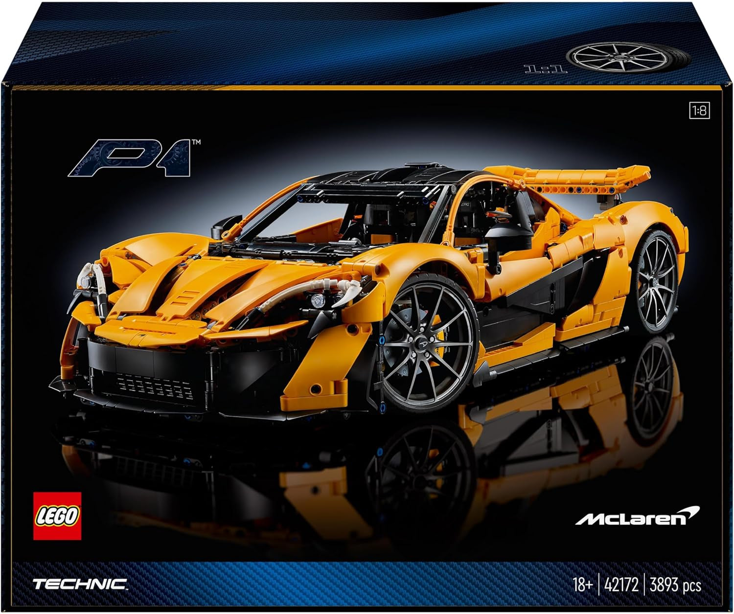 LEGO Technic Juego de superdeportivo Mclaren P1 para adultos, regalo para aficionados a los coches, motor de pistón V8, transmisión de 7 velocidades, coche a escala, juego de coches de juguete 42172 Juegos de construcción Besuche den LEGO-Store