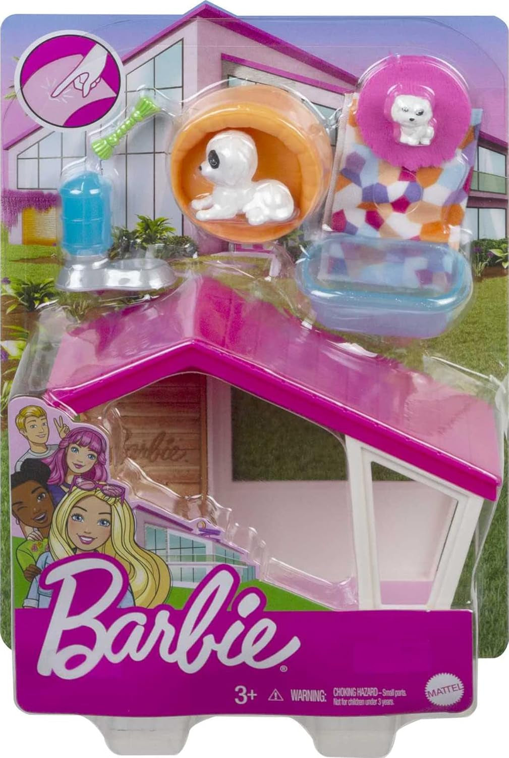 Barbie GRG78 - Mini Playset con 2 perros, casita y accesorios, regalo para niños de 3 a 7 años Naty Shop Muñecas