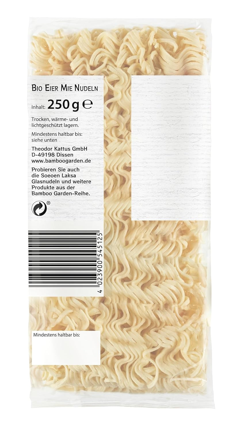 Fideos orgánicos de huevo y cordero Bamboo Garden, 250 g (el diseño del paquete puede variar)