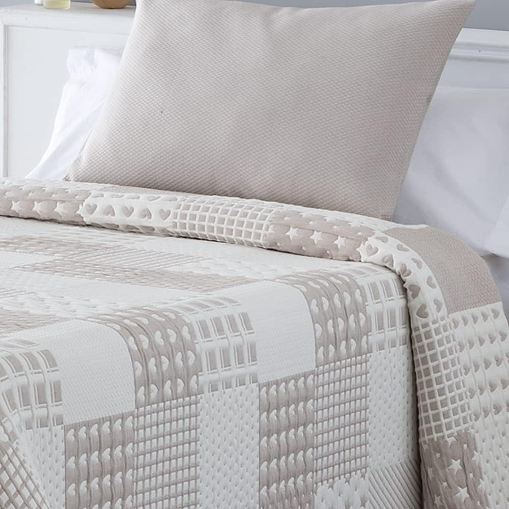 VIALMAN Colcha Bouti Ligera Colcha Sofia 21, Algodón Poliéster, Beige, Cama 150: 250 X 270 Cm Camas y Mantas Besuche den VIALMAN-Store