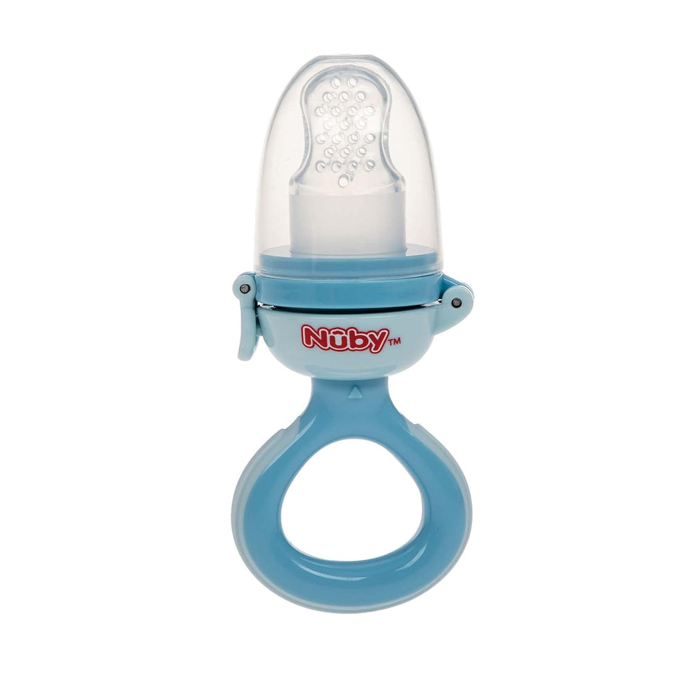 Nuby - Hrănitoare de fructe din silicon Nibbler - Hrănitoare de fructe pentru bebeluși de 6 luni și copii mici - Inel de dentiție pentru fructe, legume și piure - Fără BPA - Roz - 6+ luni