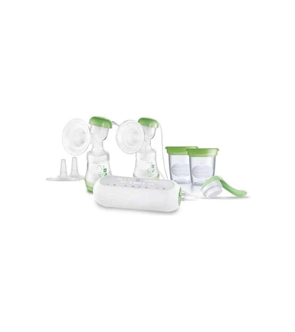 MAM - Elektrische Doppel-Milchpumpe – 2-In-1-Milchpumpe Mit 9 Intensitätsstufen und 3 Stunden Akkulaufzeit – 2 Easy Start Anticolic Flaschen & 2 Vorratsdosen Inklusive – Verde Accesorios Alimentación y lactancia Baby Naty Shop