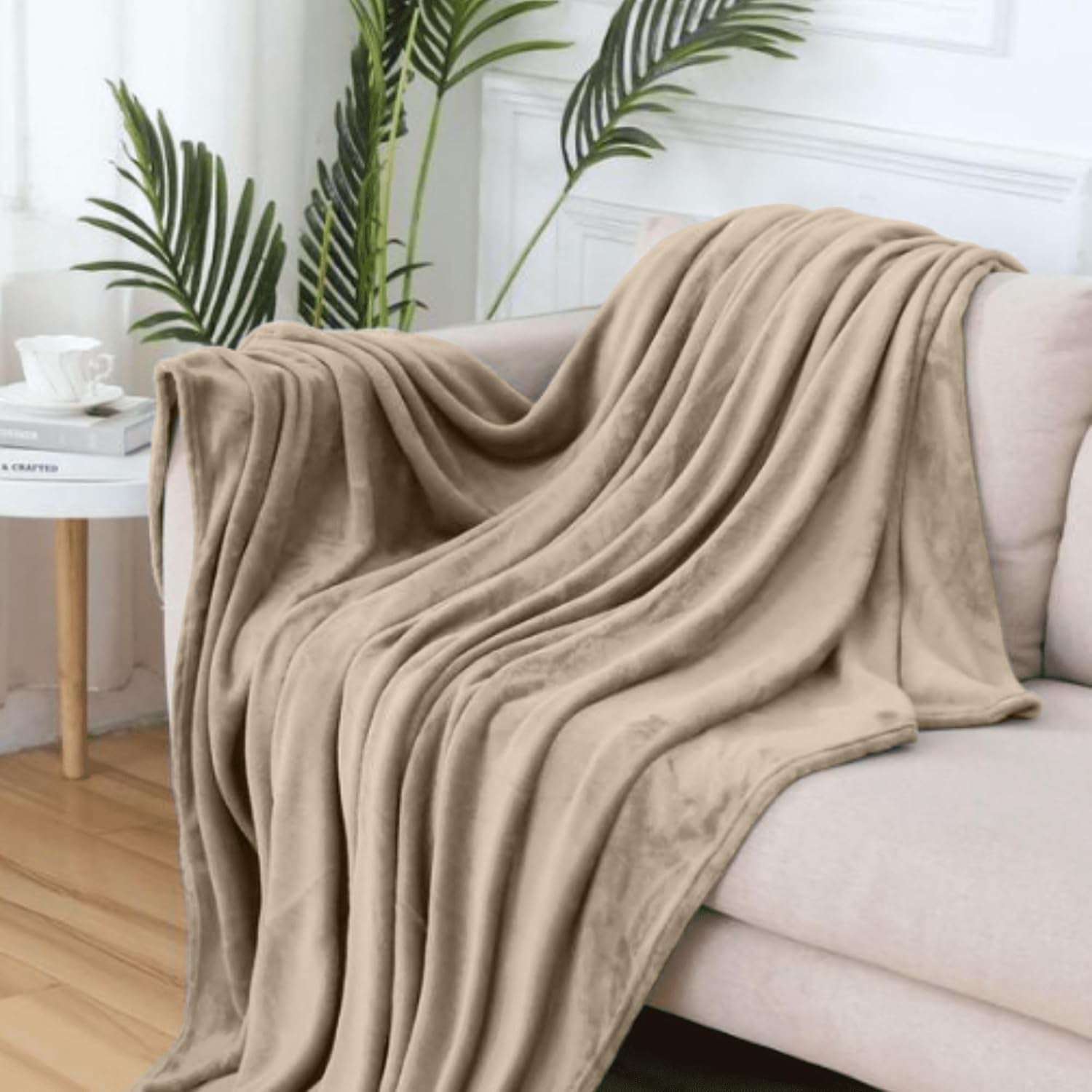 Komfortec manta mullida, cómoda manta, manta polar, certificado Oeko-Tex, súper suave, 150X200 cm, 260 g/m², beige Camas y mantas Besuche den Komfortec-Store