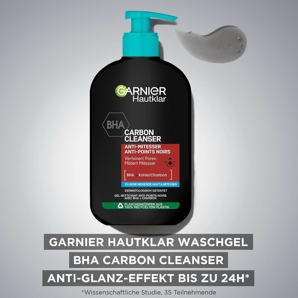 Garnier Charcoal Cleanser Gel Limpiador Facial Contra Puntos Negros y Espinillas 250ml Ducha y Baño Naty Shop