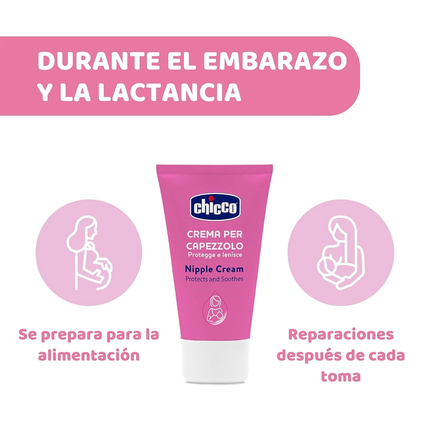 Chicco Brustwarzencreme, Bereitet Die Brustwarze Auf Das Stillen Vor, Nährend, Parfümfrei Und Sicher Für Kinder, Hinterlässt Keine Flecken Auf Dem Gewebe Accesorios Alimentación y Lactancia Bebe Naty Shop