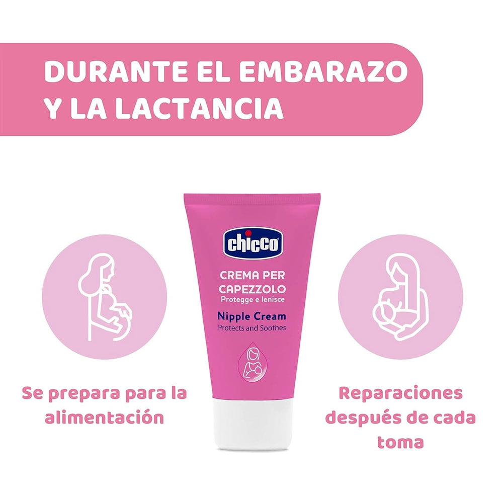 Chicco Brustwarzencreme, Bereitet Die Brustwarze Auf Das Stillen Vor, Nährend, Parfümfrei Und Sicher Für Kinder, Hinterlässt Keine Flecken Auf Dem Gewebe Accesorios Alimentación y Lactancia Bebe Naty Shop