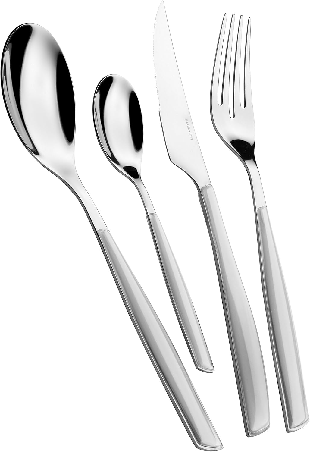 BUGATTI Glamour, Juego de Cubiertos para 6, 24 Piezas Acero Inoxidable 18/10 Naty Shop Gris Ceniza