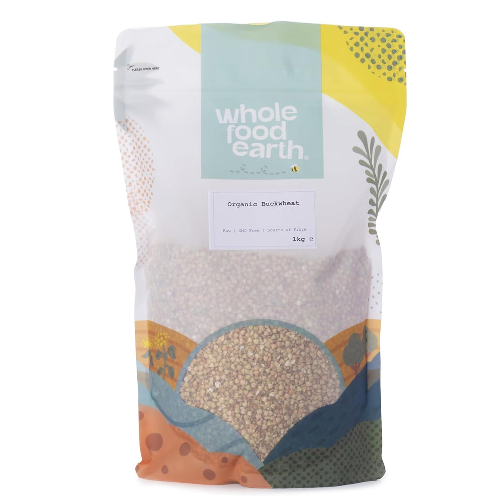 Trigo sarraceno orgánico Wholefood Earth - 3 kg - Sin OGM - Vegano - Alto en fibra - Certificado orgánico