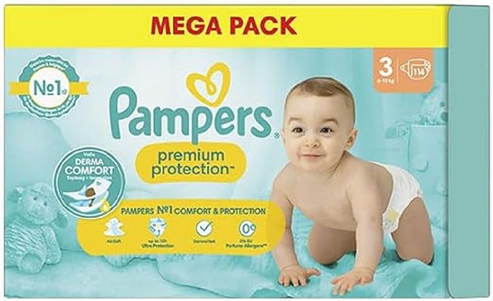 Pampers Premium Protection Talla 6, 74 pañales, 13 kg+, n.º 1 en comodidad y protección para pieles sensibles