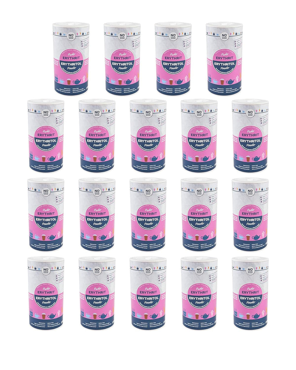 Nosugarsugar Erythrit Puder Streudose - Puderzuckerersatz Kalorienfrei, Paquete 19Er (19 X 250 G) Edulcorantes Naty Shop