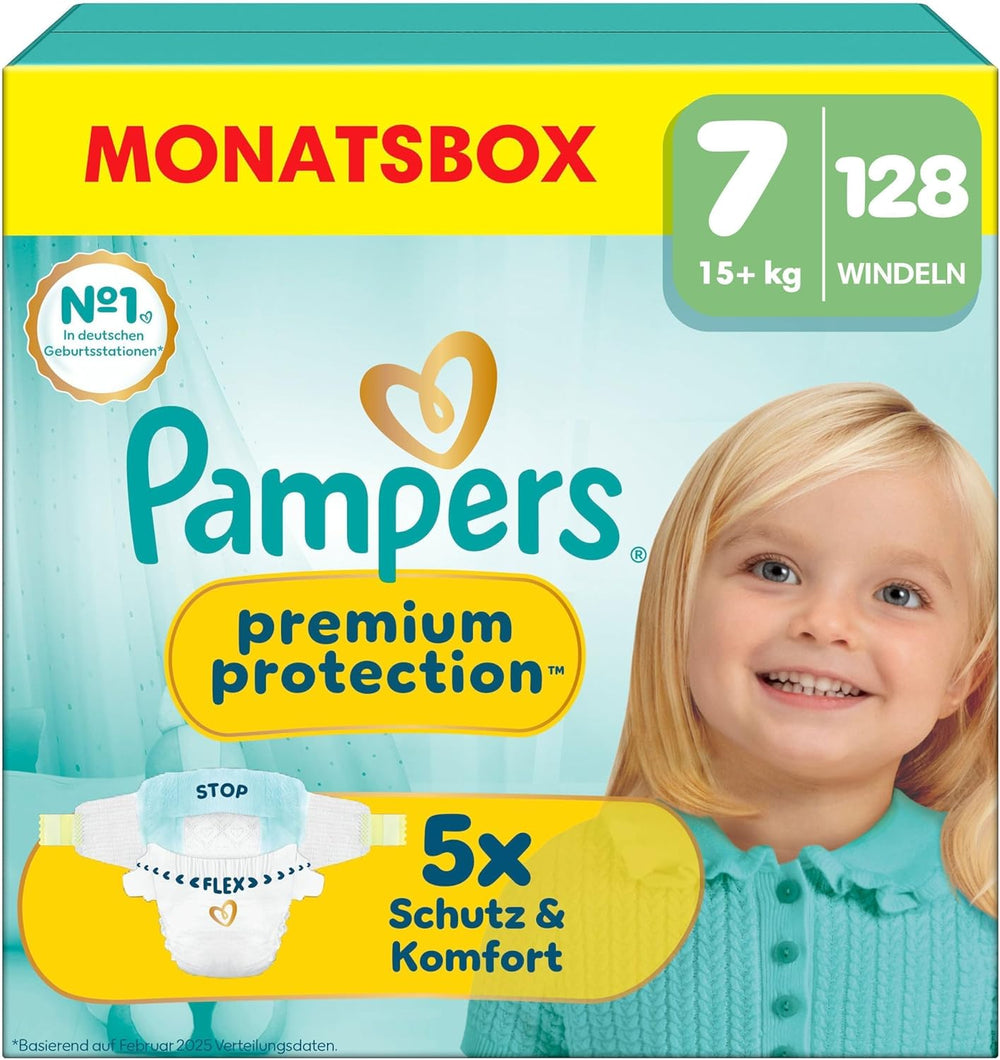 Pampers Premium Protection talla 6, 144 pañales, 13 kg-18 kg, nuestra protección número uno para la piel y las fugas