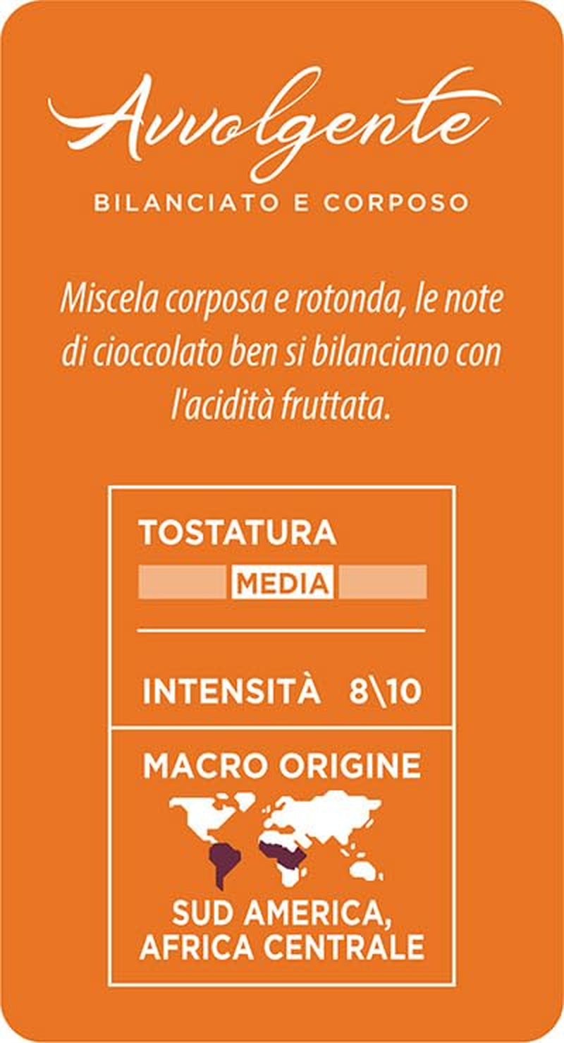 Caffè Mauro - Cafea boabe - 1 Kg - Amestec Avvolgente - Prăjire medie - Intensitate 8/10 - Made in Italy Cafea Naty Shop