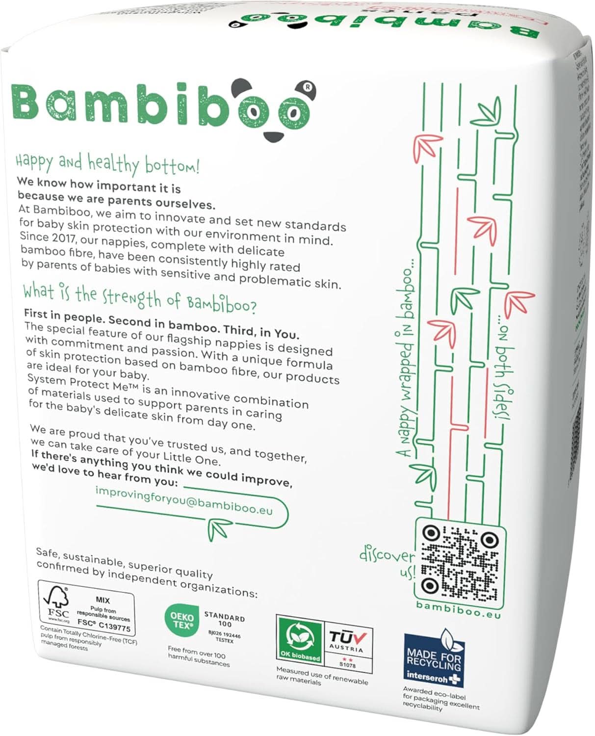 Bambiboo Scutece de unică folosință, prietenoase cu pielea, cu fibre fine de bambus - pantaloni scutece de unică folosință Mama si Copilul Naty Shop
