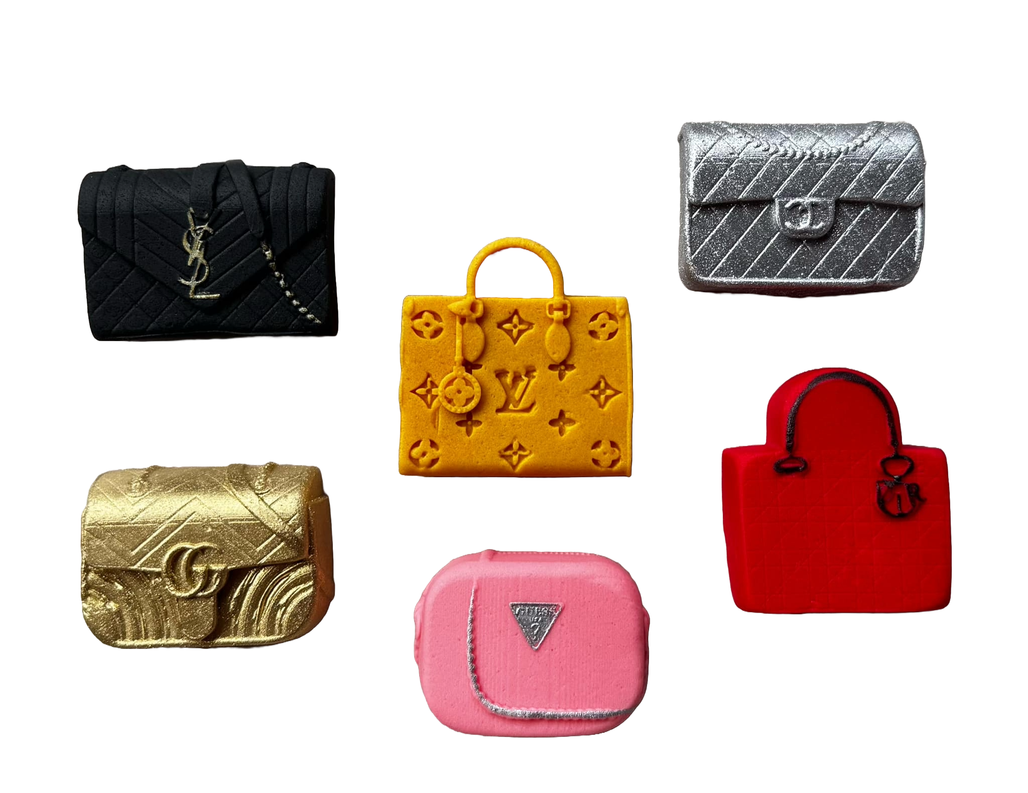 Set 6 decoratiuni comestibile din pasta de zahar, Genti Decoratiuni din Pasta de Zahar Nati Shop