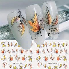 6 Blatt Herbst Nagelsticker,Ahornblatt Selbstklebend Nagelaufkleber,Herbst Nail Sticker,Nageldesign Zubehör,Nail Art Sticker,Selbstklebende Deko Für Nägel