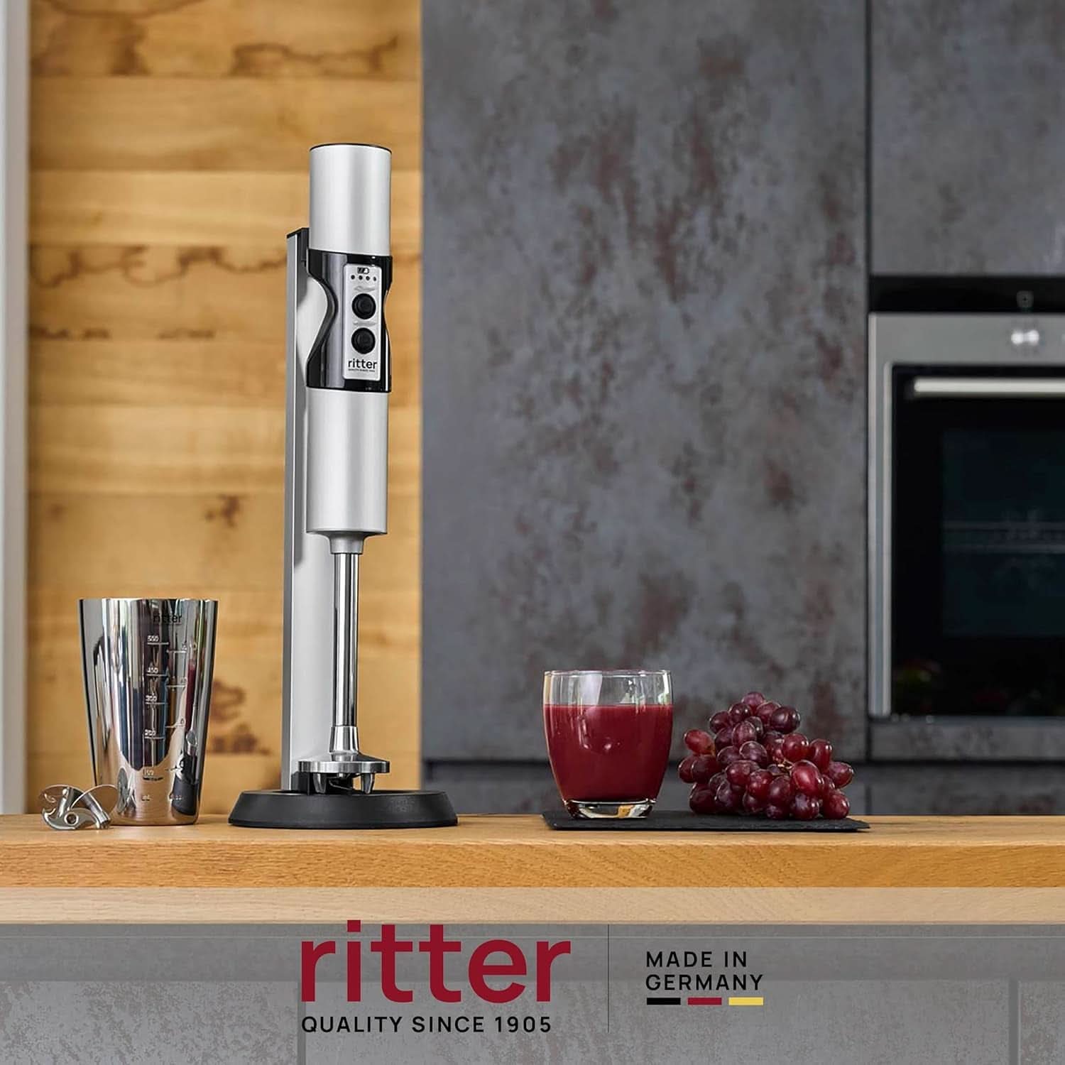 Ritter Stilo 7 plus Kabelloser Stabmixer, Pürierstab Mit Akku Aus Vollmetall, Hecho en Alemania, Silber Kitchen Naty Shop