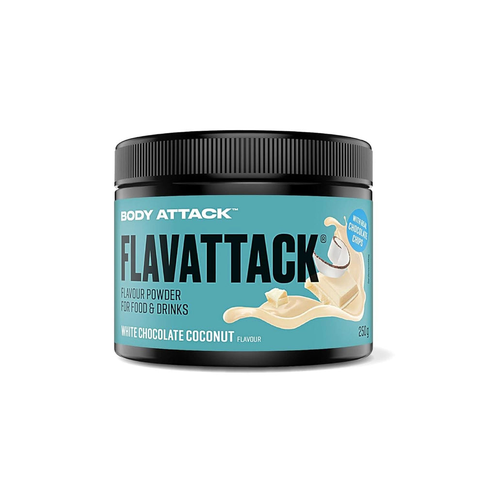 Body Attack Flavattack®, Double Choc Brownie, 250G / 83 porciones Sabores Naty Shop 250 gramos Chocolate blanco y coco
