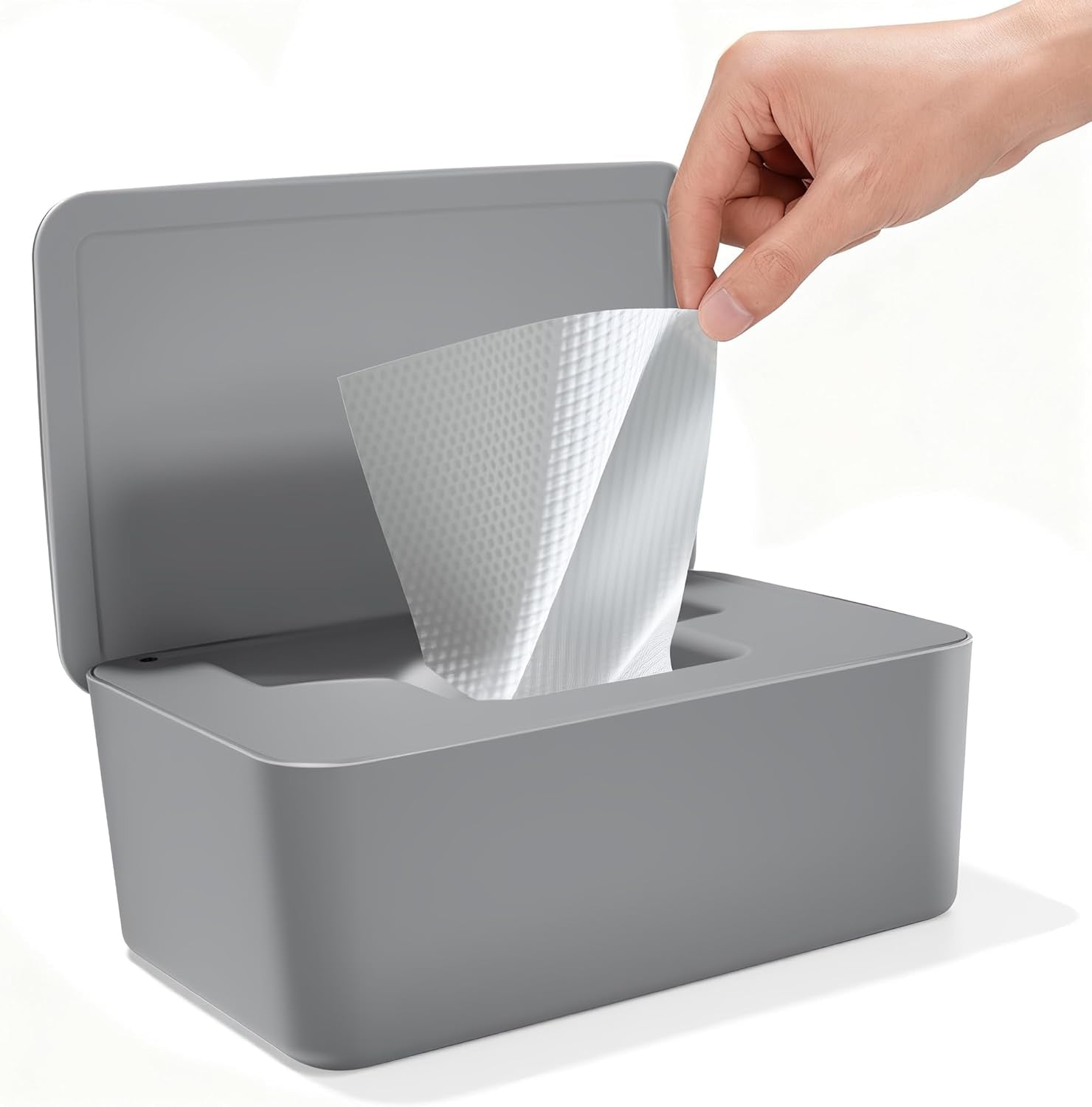Caja de toallitas húmedas con tapa, caja de toallitas húmedas, dispensador de toallitas húmedas para bebés, caja de almacenamiento impermeable y sellada, dispensador de toallitas húmedas para baño, cocina, blanco