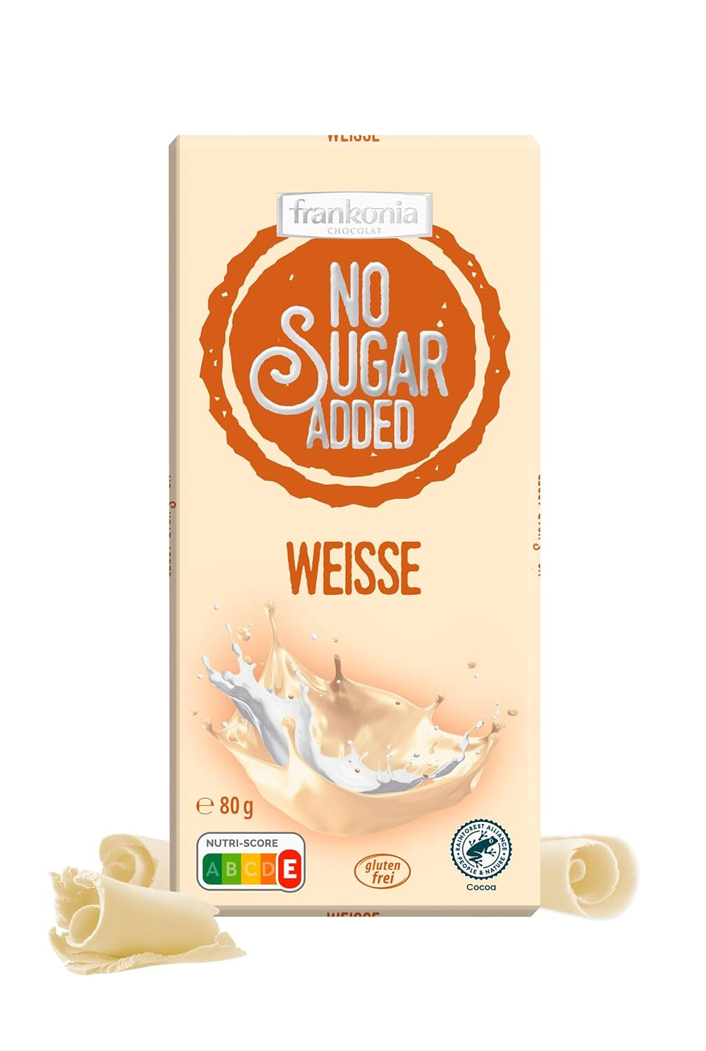 frankonia CHOCOLATE SIN AZÚCAR AÑADIDA Chocolate blanco sin gluten, 80 g