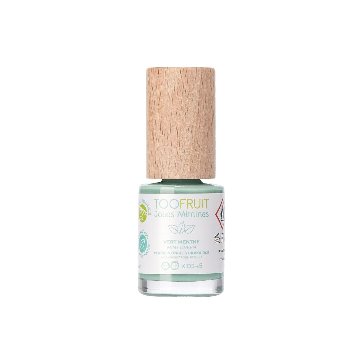 Esmalte de uñas TOOFRUIT Kids Mint - A base de agua, extraíble, sin disolventes, no tóxico y seguro, 100% vegano, 10 ml