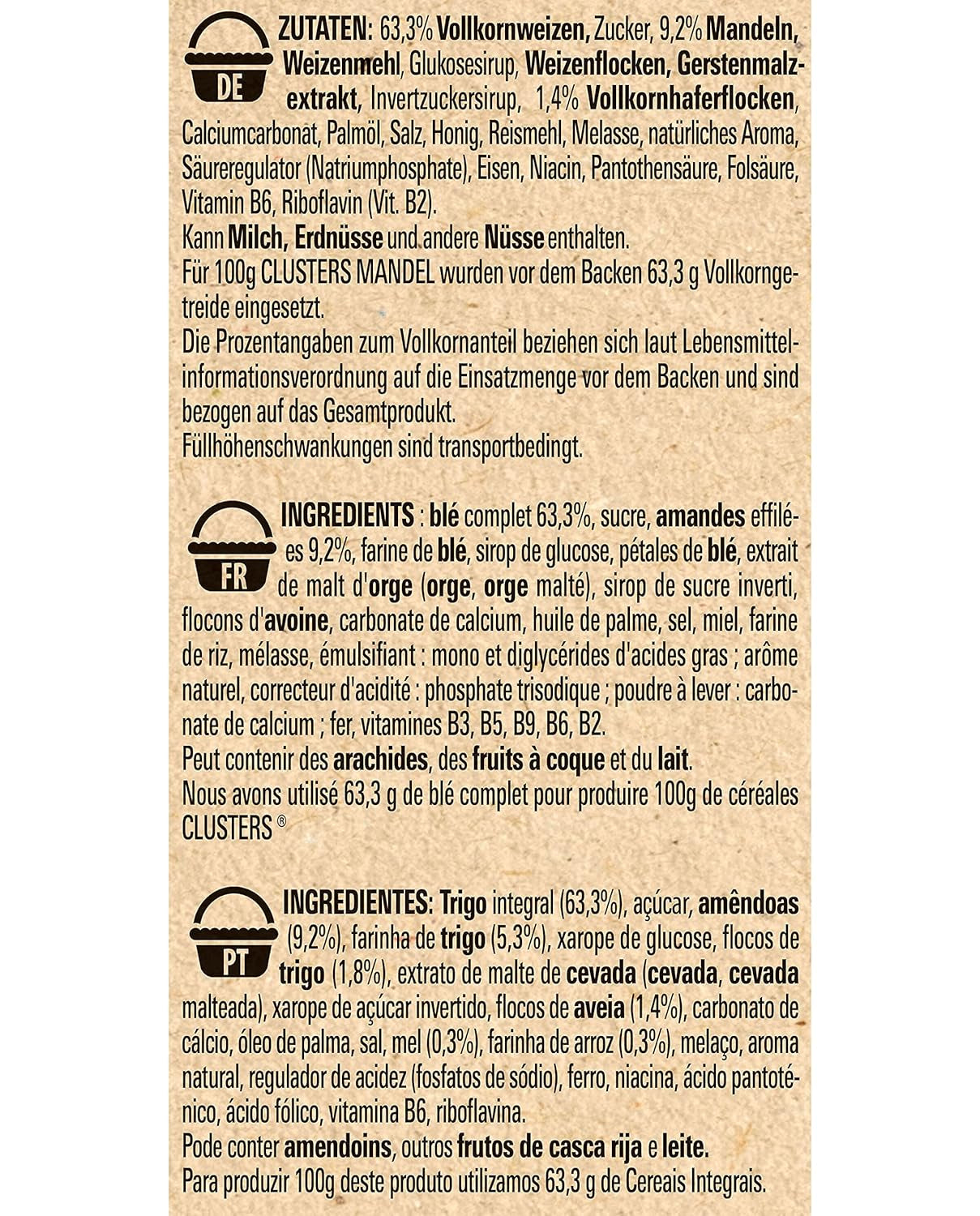 Nestlé Clusters Almond, un delicioso cereal de desayuno con crujientes hojuelas de almendra, 1 paquete (1 x 325g)