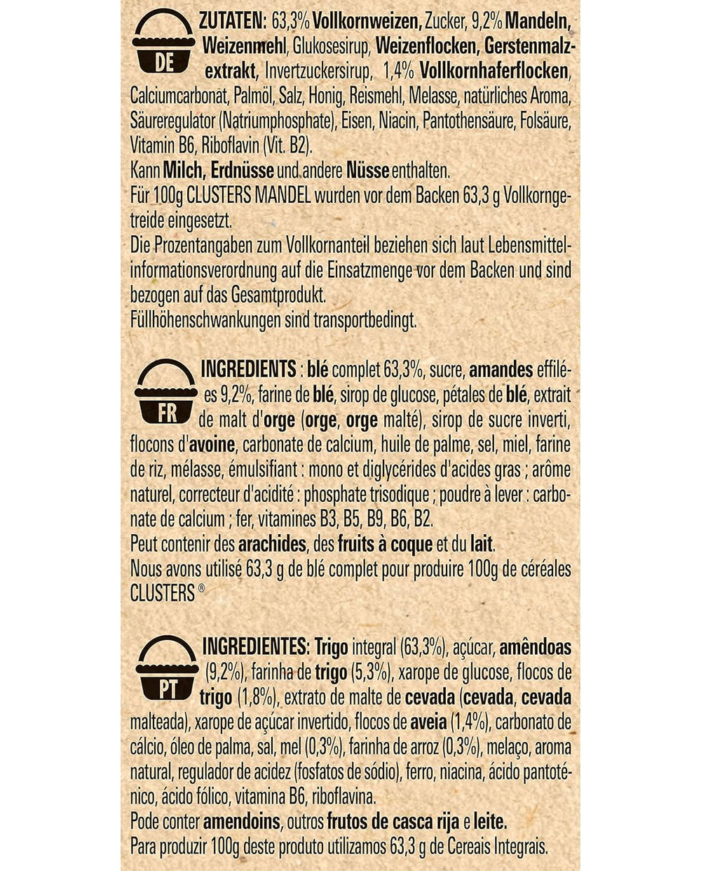 Nestlé Clusters Almond, un delicioso cereal de desayuno con crujientes hojuelas de almendra, 1 paquete (1 x 325g)