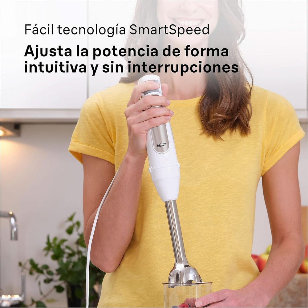 Braun Household Hogar Multiquick 7 Batidora de brazo, Spritzschutz-Technologie, Spülmaschinenfest, Bpa-Freier Kunststoffbecher, MQ7000, 1000 W, Weiß Kitchen Naty Shop