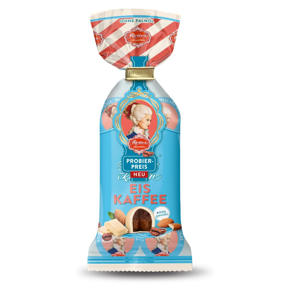 Reber Bolitas Mozart con chocolate negro, pack de 6 con mazapán y turrón, vegano - 1 x 120 g