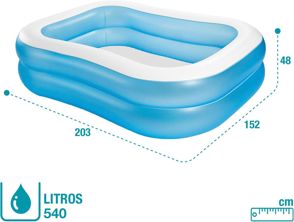 Piscina Familiar Intex Swim Center, Hinchable, Dimensiones: 203cm x 152cm x 48cm (57180NP)
