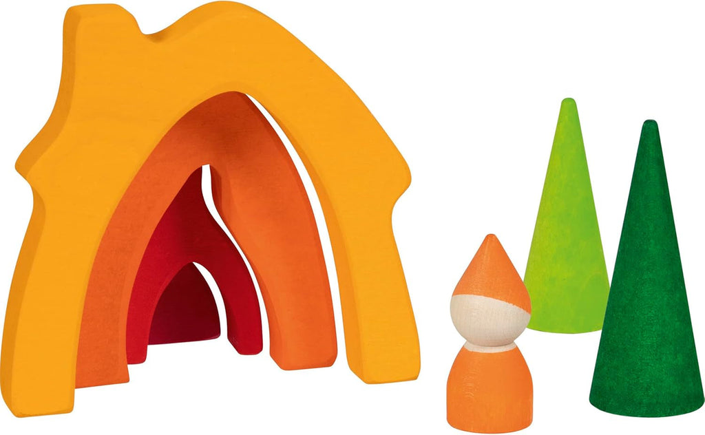 Goki 58427 - Casă pentru pitici - Goki Evolution - Fabricat din lemn de arțar de înaltă calitate - 7 părți - Vopsele colorate pe bază de apă - Fabricat în Europa Casute de papusi Naty Shop