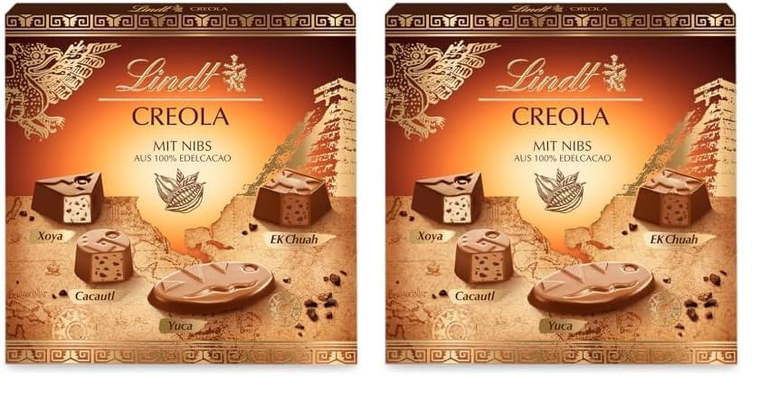 Chocolate Lindt | Caja de praliné criollo | 165g | 15 bombones en 4 deliciosas variedades, elaborados 100% con cacao fino, sin alcohol | Set de regalo de chocolates