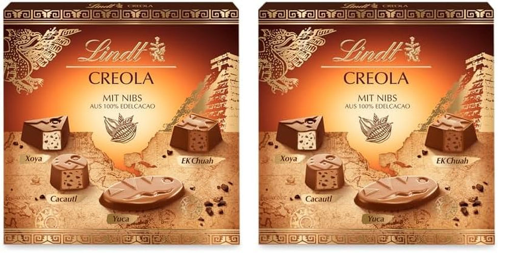 Chocolate Lindt | Caja de praliné criollo | 165g | 15 bombones en 4 deliciosas variedades, elaborados 100% con cacao fino, sin alcohol | Set de regalo de chocolates
