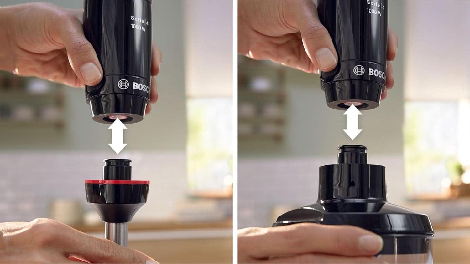 Bosch Batidora de pie Ergomaster Serie 4, 1000 Watt, Edelstahl-Mixstab, Zerkleinerer, Mix-/Messbecher, Schwarz Kitchen Naty Shop