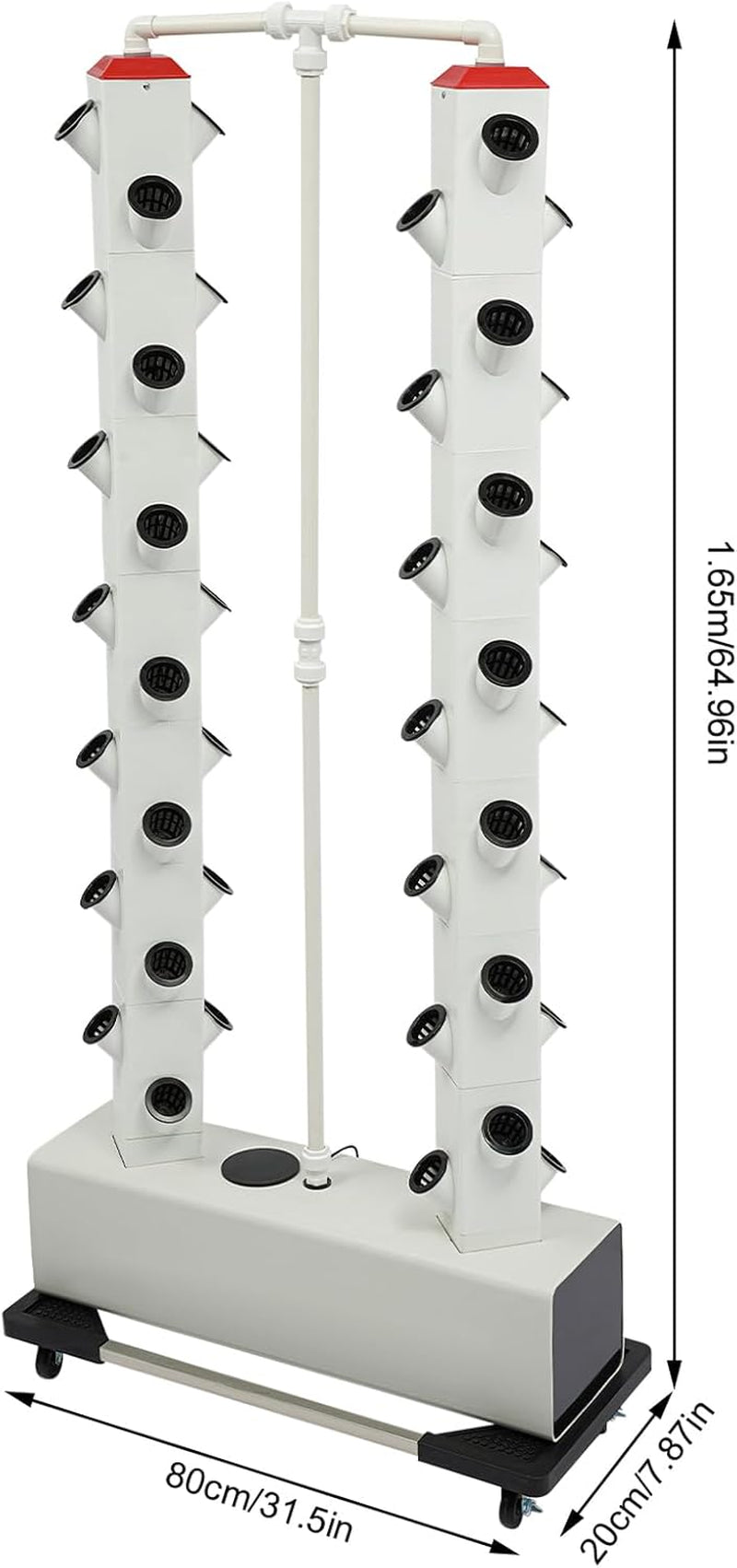 Sistema de cultivo hidropónico de 56 agujeros y 7 niveles Sistema de cultivo sin suelo Kit de cultivo Torre aeropónica Sistema de cultivo hidropónico con bomba de hidratación Adaptador de temporizador Cama de cultivo y maceta de malla