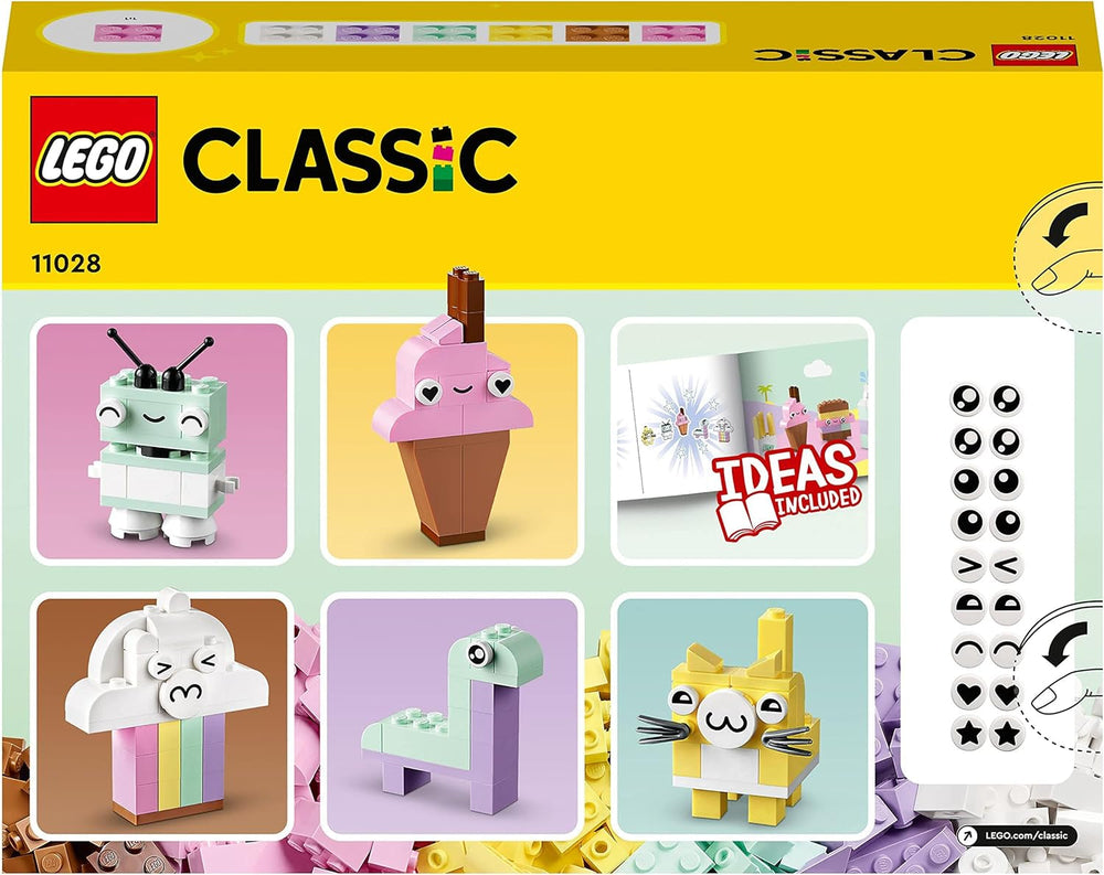 LEGO 11028 Classic Pastel Juego de Construcción Creativa Caja de Ladrillos, Juguete de Construcción para Niñas y Niños a Partir de 5 Años Con Modelos; helado, dinosaurio, gato y más Juegos de construcción Besuche den LEGO-Store